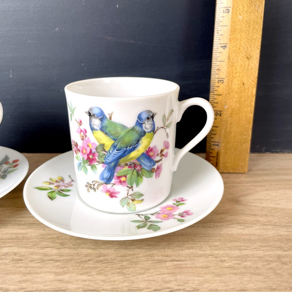 Mottahedeh Aviary pattern flat cups and saucers - set of 6 - NextStage Vintage