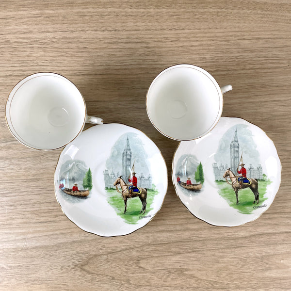 Royal Vale Canadian Mounted Police tea cups - a pair - NextStage Vintage