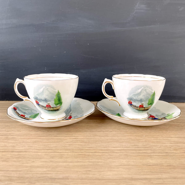 Royal Vale Canadian Mounted Police tea cups - a pair - NextStage Vintage