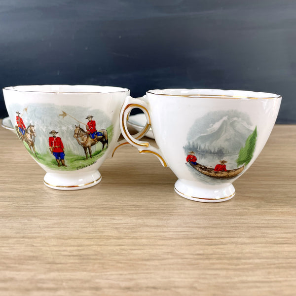 Royal Vale Canadian Mounted Police tea cups - a pair - NextStage Vintage