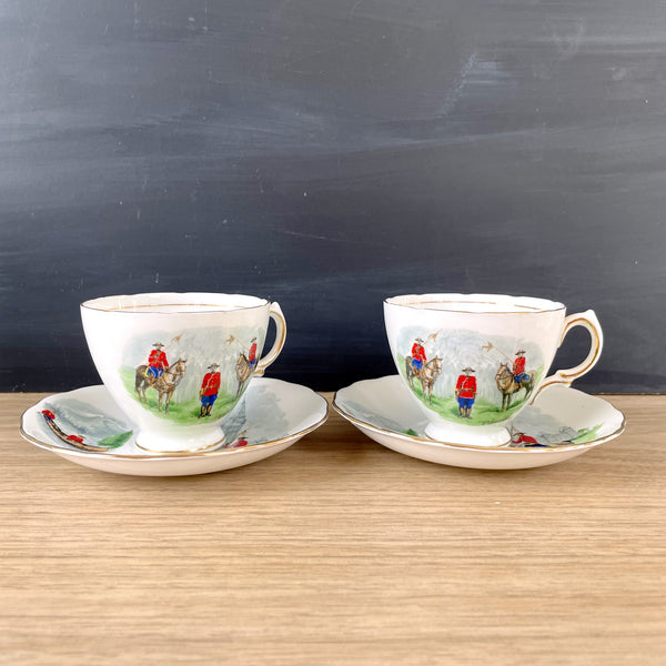 Royal Vale Canadian Mounted Police tea cups - a pair - NextStage Vintage