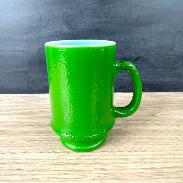 Mid-century lime green orange peel milk glass coffee mug - NextStage Vintage