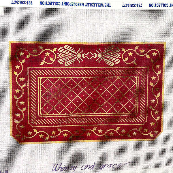 Whimsy and Grace Napoleon's Bee Purse Burgundy needlepoint canvas #11813 - NextStage Vintage