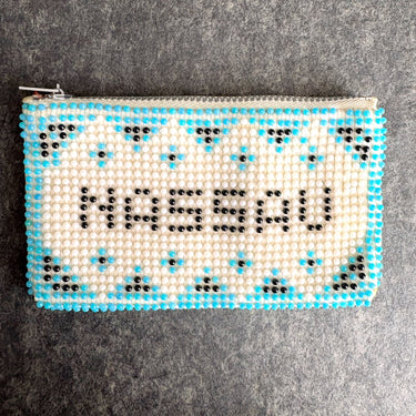 Vintage Souvenir Nassau Bahamas Beaded Coin Purse with Zipper Top - 1960s Vintage