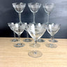 Vintage needle etched champagne coupe cocktail glasses - set of 11 - NextStage Vintage