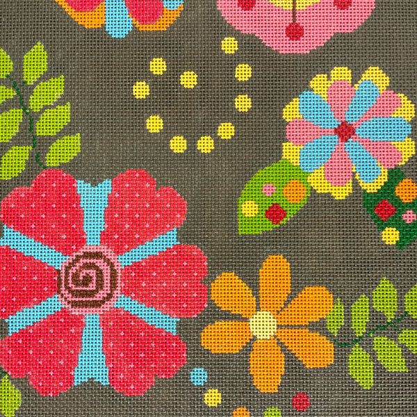 Needledeeva Retro Floral needlepoint canvas #223 - NextStage Vintage