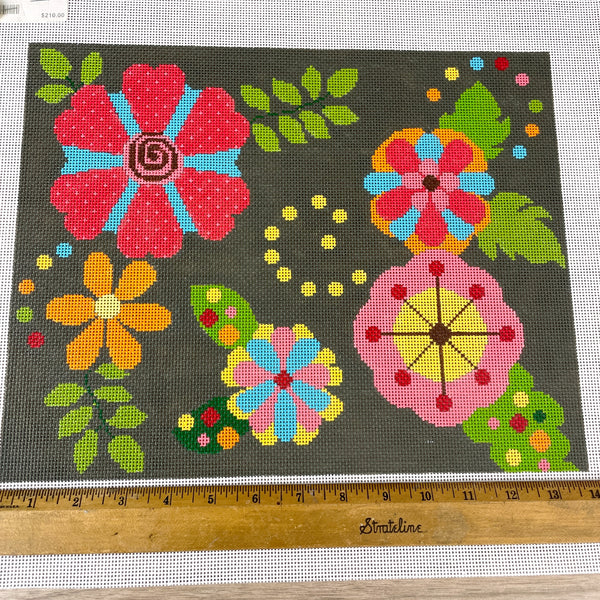 Needledeeva Retro Floral needlepoint canvas #223 - NextStage Vintage