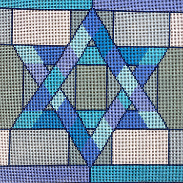 Mosaic Star of David handpainted needlepoint canvas #JT039 - NextStage Vintage
