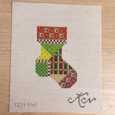 Kelly Clark Krazy Quilt Stocking Needlepoint Canvas KCN541 NOS