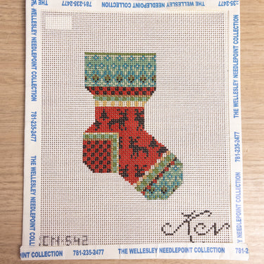 Kelly Clark Moose Lodge Mini Sock Stocking #KCN-542 Needlepoint Canvas