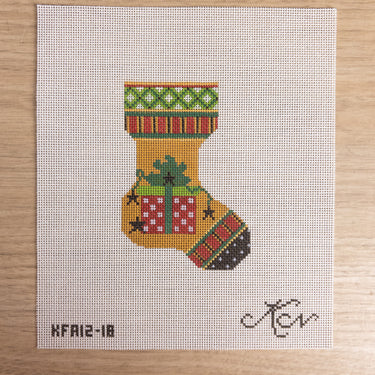 Kelly Clark Little Present Mini Stocking Needlepoint Canvas KFA12 NOS