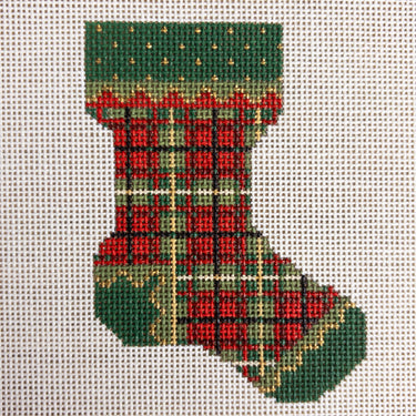 Kelly Clark MacCauley Plaid Mini Stocking Needlepoint Canvas KCN719 NOS