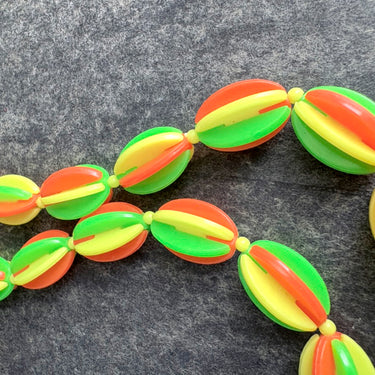 Mod neon beaded necklace & earrings set - vintage 60s–70s - NextStage Vintage