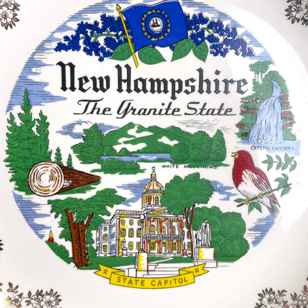 New Hampshire The Granite State souvenir plate - 1960s road trip souvenir