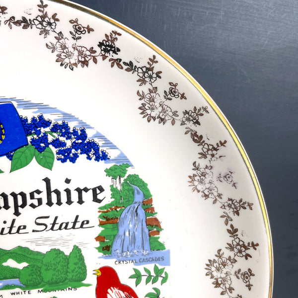 New Hampshire The Granite State souvenir plate - 1960s road trip souvenir