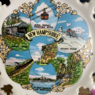 New Hampshire state souvenir plate - vintage 1950s road trip souvenir