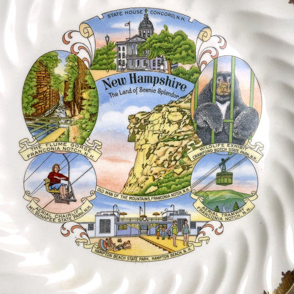 New Hampshire The Land of Scenic Splendor souvenir plate - 1950s road trip souvenir