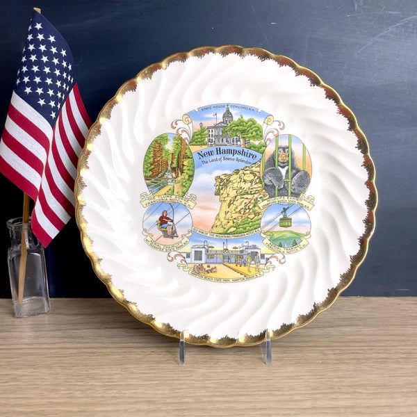 New Hampshire The Land of Scenic Splendor souvenir plate - 1950s road trip souvenir