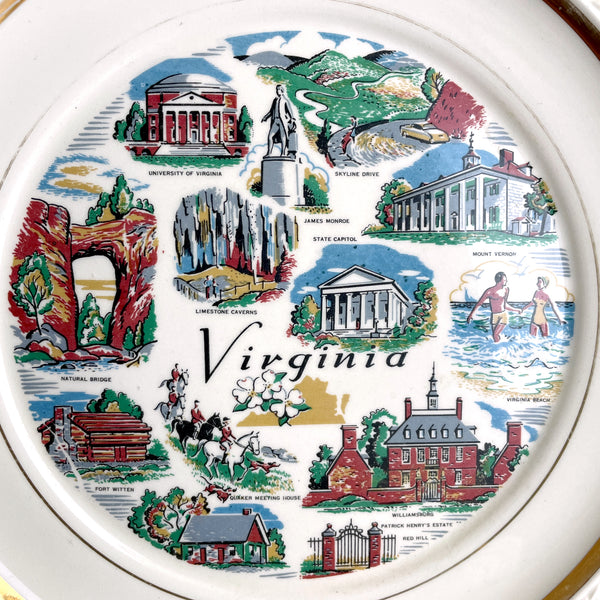 Virginia souvenir state plate - Newport News - 1960s vintage plate wall decor