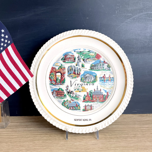 Virginia souvenir state plate - Newport News - 1960s vintage plate wall decor