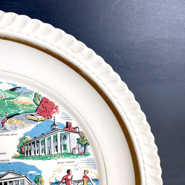 Virginia souvenir state plate - Newport News - 1960s vintage plate wall decor