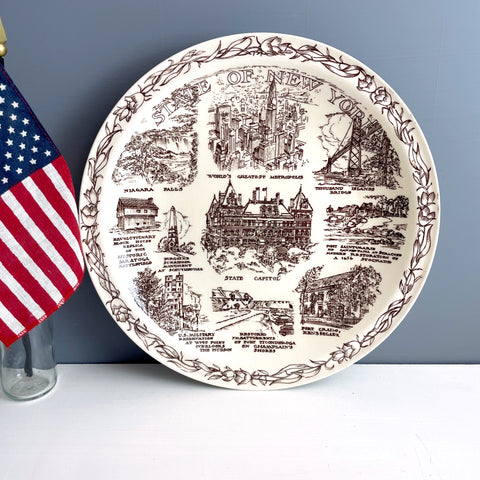 New York state souvenir transferware plate - vintage road trip souvenir - NextStage Vintage