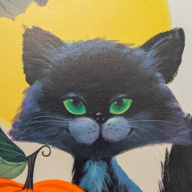 Vintage Norcross Halloween Die Cut Smiling Black Cat Pumpkin Moon Bat Decoration