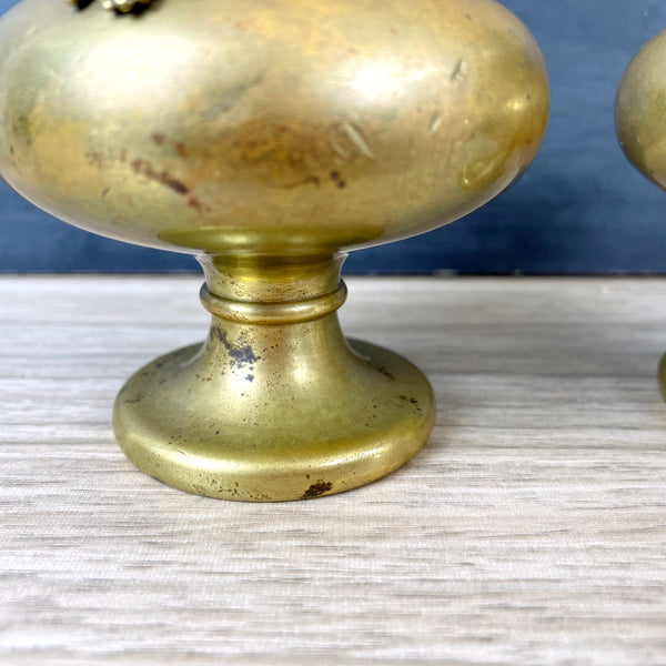 Weighted brass vases with nudes - a pair - antique decor - NextStage Vintage