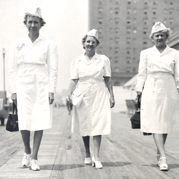 WWII nurses photo - Atlantic City boardwalk - 1948 - NextStage Vintage