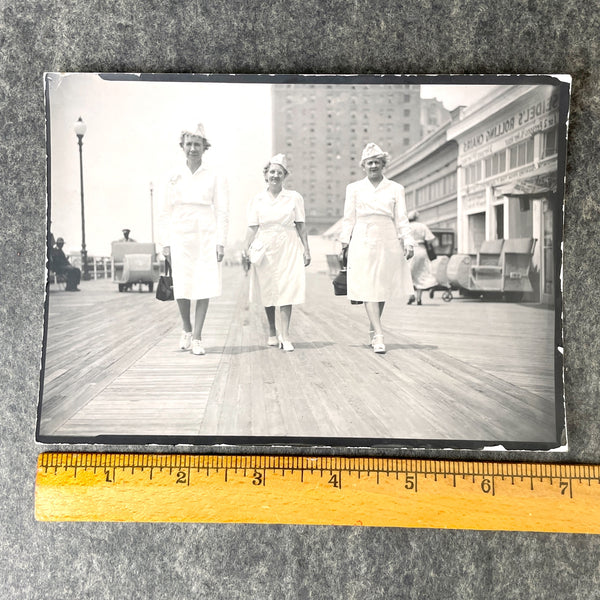 WWII nurses photo - Atlantic City boardwalk - 1948 - NextStage Vintage