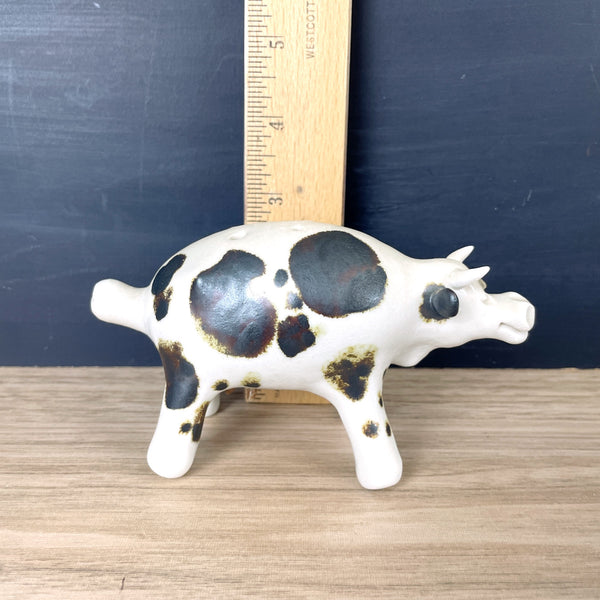 Whistleworks ceramic cow figural clay 4 hole ocarina