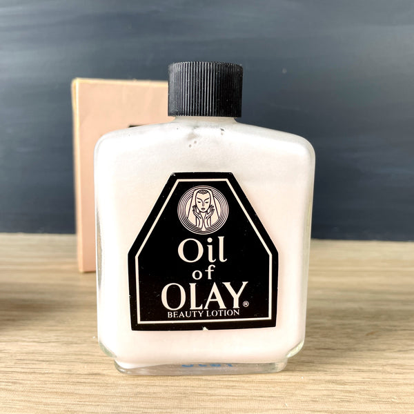 Oil of Olay Beauty Lotion in glass bottle with box - vintage lotion bottle - NextStage Vintage