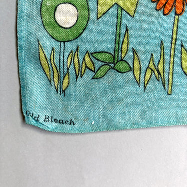 Vintage Mid-Century Irish Linen Tea Towel – Old Bleach Linen Co. Northern Ireland – Mod Flower Print