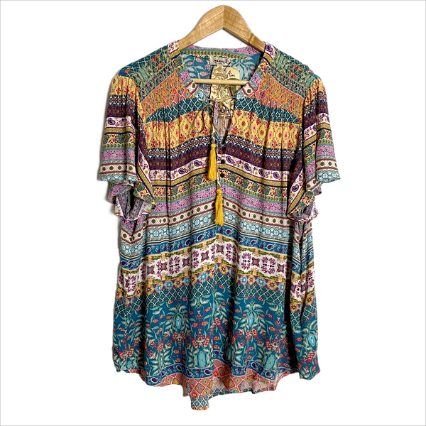 One World bohemian top with tassels - NWT - size 2X - NextStage Vintage