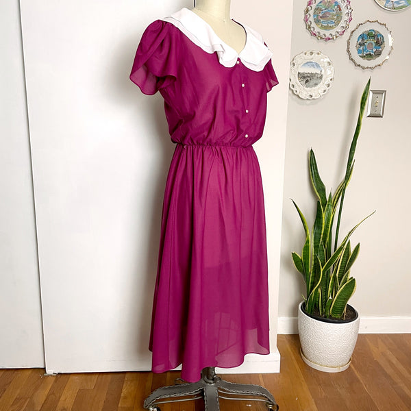 1970s plum purple day dress by Oops California - size small - NextStage Vintage