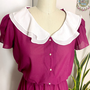 1970s plum purple day dress by Oops California - size small - NextStage Vintage