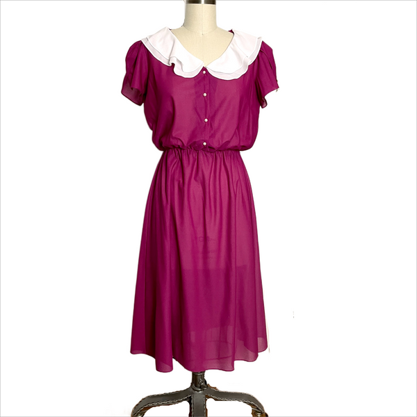 1970s plum purple day dress by Oops California - size small - NextStage Vintage