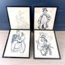 Mid century Danish opera actor caricatures - set of 4 - 1940s vintage - NextStage Vintage