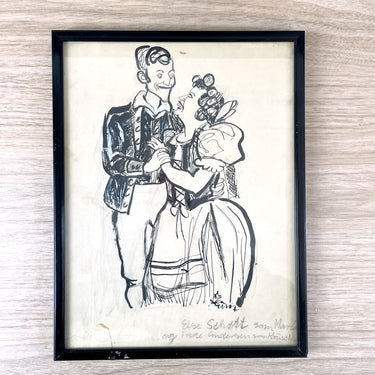 Mid century Danish opera actor caricatures - set of 4 - 1940s vintage - NextStage Vintage