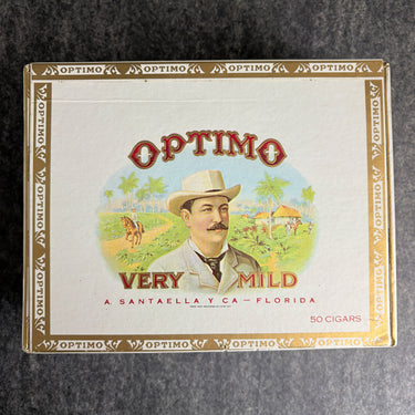 Vintage Optimo Palmas Cigar Box A. Santaella & Co. Cardboard Very Mild 15c