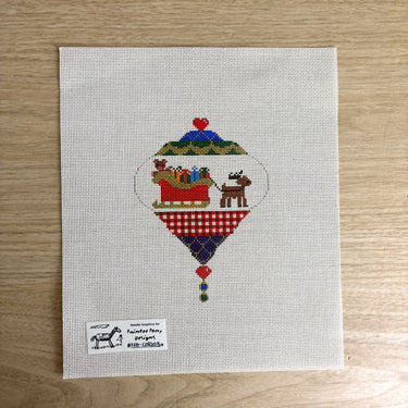 Painted Pony Designs Needlepoint Santa Sleigh Reindeer Christmas Ornament 18M - NextStage Vintage
