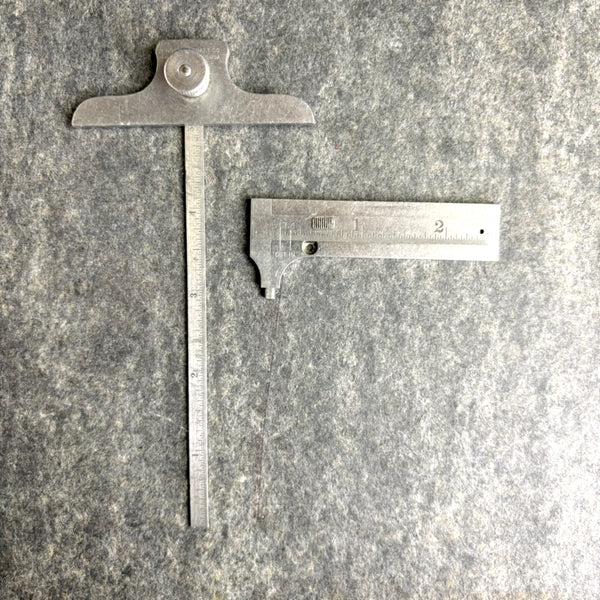 Depth & angle gauge and caliper - 2 vintage machinist tools - Starrett Goodell Pratt - NextStage Vintage