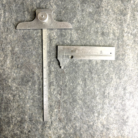 Depth & angle gauge and caliper - 2 vintage machinist tools - Starrett Goodell Pratt - NextStage Vintage