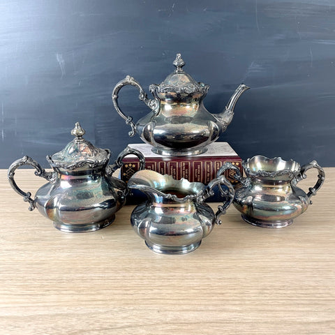 Pairpoint #335 quadruple silverplate 4 piece tea set - antique serving