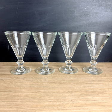 4 parfait dessert cocktail stemmed glasses – cone shaped – 6" tall - NextStage Vintage