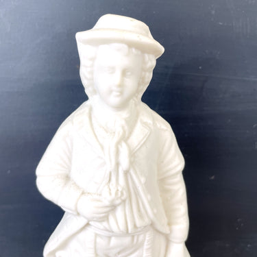 Victorian parian ware figural gardeners man with basket and shovel - antique figurine - NextStage Vintage