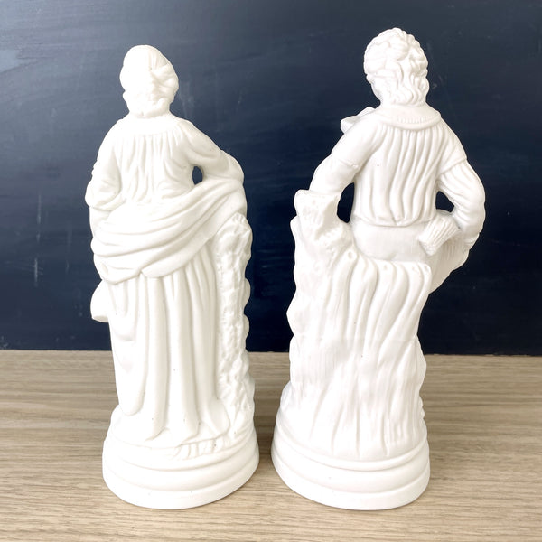 Victorian parian ware couple reading figurines - romantic library decor - NextStage Vintage