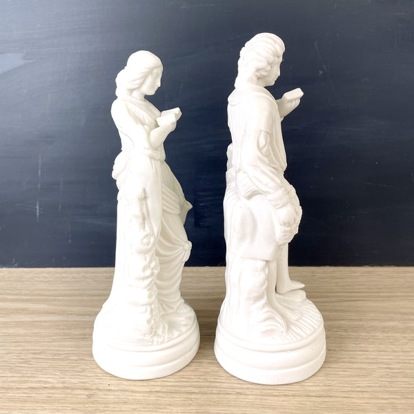 Victorian parian ware couple reading figurines - romantic library decor - NextStage Vintage