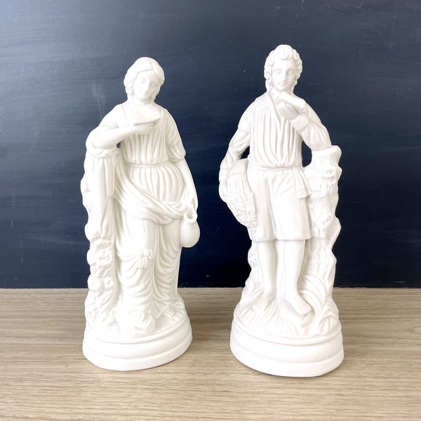 Victorian parian ware couple reading figurines - romantic library decor - NextStage Vintage