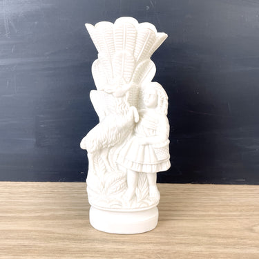 Victorian parian ware girl with goat vase - turn of the century antique - NextStage Vintage